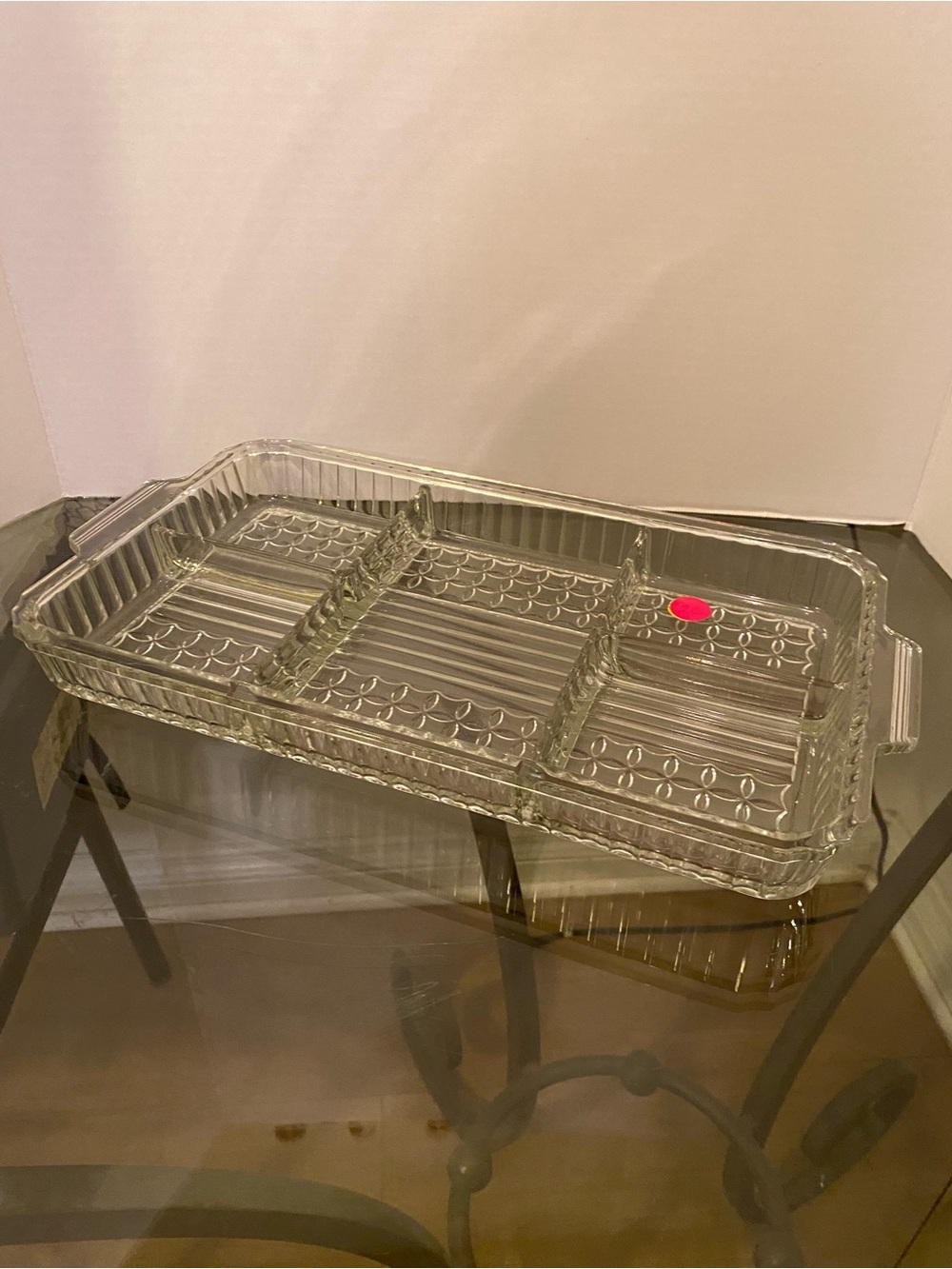 Vintage Fostoria 5 Compartment Crystal Relish/Condiment Serving Tray - Clear